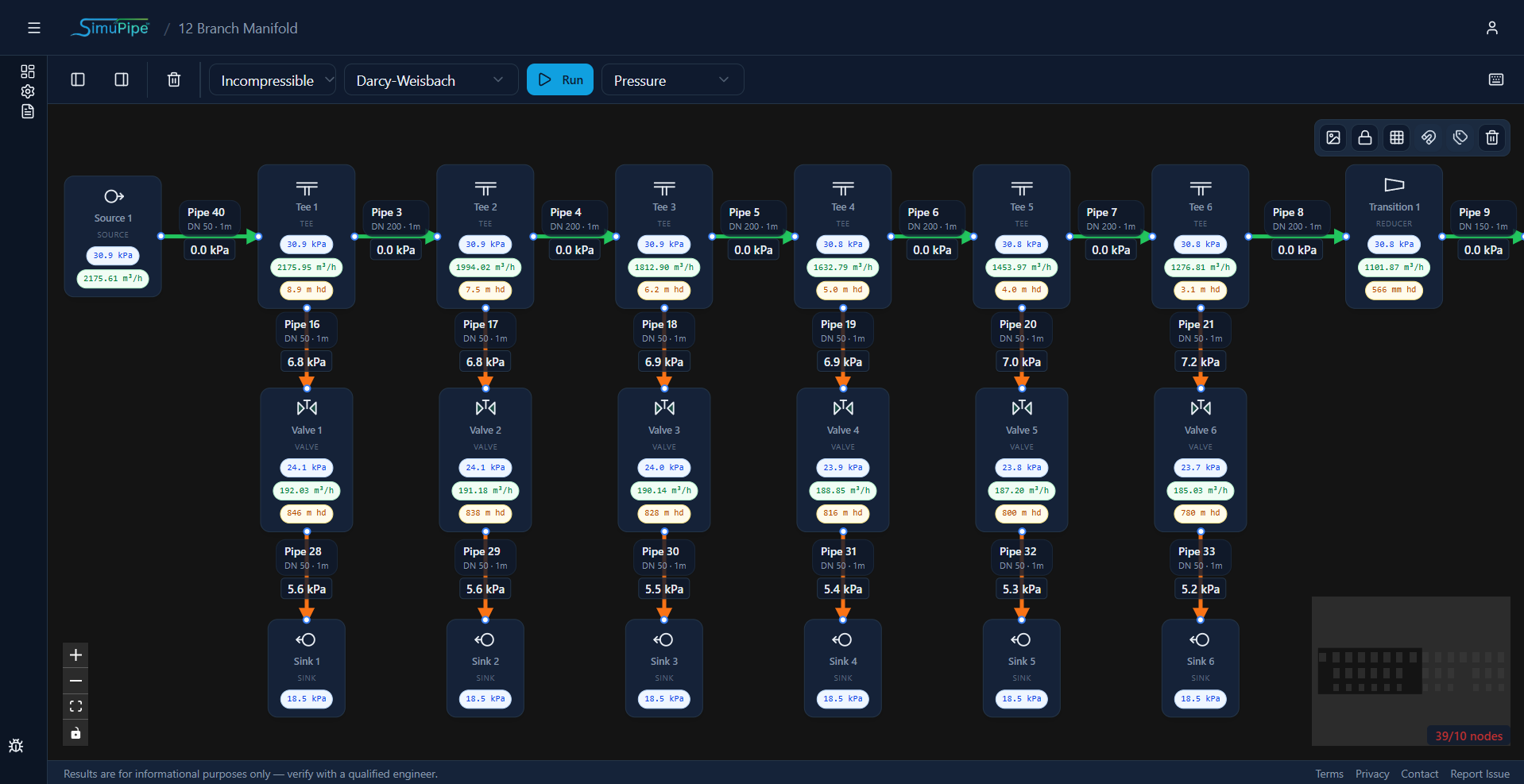 SimuPipe editor in dark mode